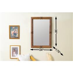 Julia Rustic Lodge Walnut Wood Rectangular Wall Mirror|