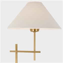 Visual Comfort Hackney Modern Antique Brass Cordless Bridge Arm Floor Lamp|