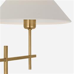 Visual Comfort Hackney Modern Antique Brass Cordless Bridge Arm Floor Lamp|