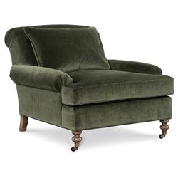 Carter Updated Traditional Green Velvet Caster Chair and a Half|