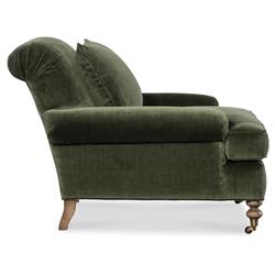 Carter Updated Traditional Green Velvet Caster Chair and a Half|