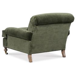 Carter Updated Traditional Green Velvet Caster Chair and a Half|