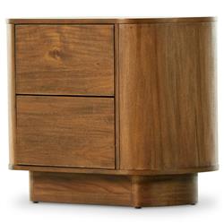 Paris Rustic Lodge Brown Acacia Wood Oval Nightstand|