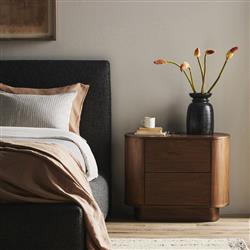 Paris Rustic Lodge Brown Acacia Wood Oval Nightstand|