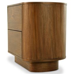 Paris Rustic Lodge Brown Acacia Wood Oval Nightstand|