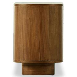 Paris Rustic Lodge Brown Acacia Wood Oval Nightstand|