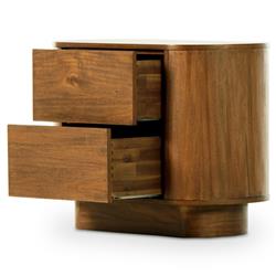 Paris Rustic Lodge Brown Acacia Wood Oval Nightstand|