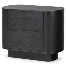 Paris Rustic Lodge Black Acacia Wood Oval Nightstand|
