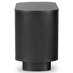 Paris Rustic Lodge Black Acacia Wood Oval Nightstand|