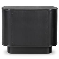 Paris Rustic Lodge Black Acacia Wood Oval Nightstand|