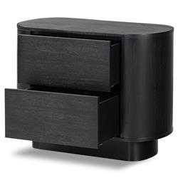 Paris Rustic Lodge Black Acacia Wood Oval Nightstand|