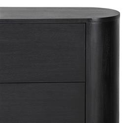 Paris Rustic Lodge Black Acacia Wood Oval Nightstand|