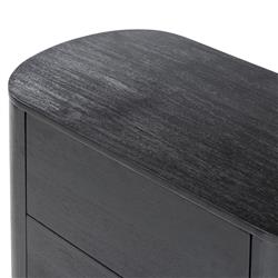 Paris Rustic Lodge Black Acacia Wood Oval Nightstand|