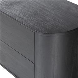 Paris Rustic Lodge Black Acacia Wood Oval Nightstand|