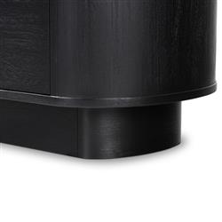 Paris Rustic Lodge Black Acacia Wood Oval Nightstand|