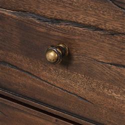 Marion Updated Traditional White Marble Brown Reclaimed Wood Wide Nightstand|