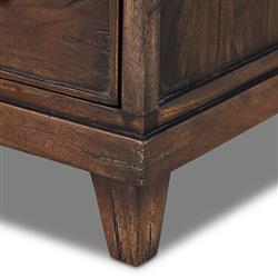 Marion Updated Traditional White Marble Brown Reclaimed Wood Wide Nightstand|