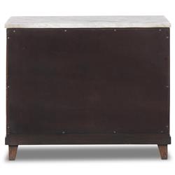 Marion Updated Traditional White Marble Brown Reclaimed Wood Wide Nightstand|