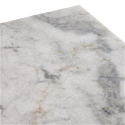 Marion Updated Traditional White Marble Brown Reclaimed Wood Wide Nightstand|