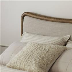 Holmes Rustic Lodge Beige Performance Brown Oak Curved Bed - Queen|