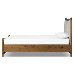 Holmes Rustic Lodge Beige Performance Brown Oak Curved Bed - Queen|