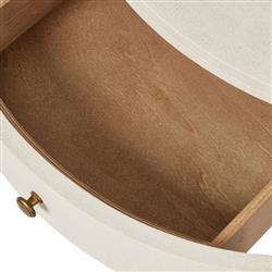 Beatrice Modern Classic Cream Painted Linen Oval Nightstand|