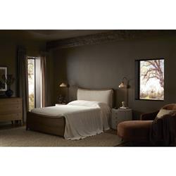 Beatrice Modern Classic Cream Painted Linen Oval Nightstand|