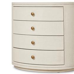 Beatrice Modern Classic Cream Painted Linen Oval Nightstand|