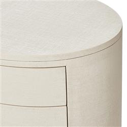 Beatrice Modern Classic Cream Painted Linen Oval Nightstand|