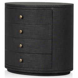 Beatrice Modern Classic Black Painted Linen Oval Nightstand|