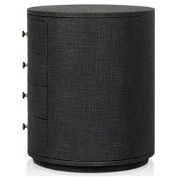 Beatrice Modern Classic Black Painted Linen Oval Nightstand|
