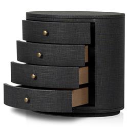 Beatrice Modern Classic Black Painted Linen Oval Nightstand|