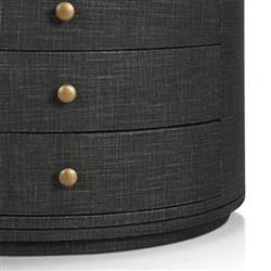 Beatrice Modern Classic Black Painted Linen Oval Nightstand|