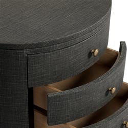 Beatrice Modern Classic Black Painted Linen Oval Nightstand|