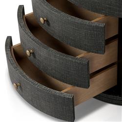 Beatrice Modern Classic Black Painted Linen Oval Nightstand|