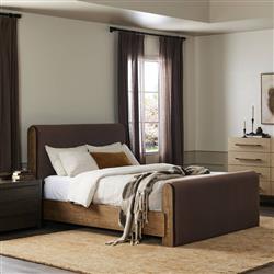 Ruby Modern Classic Brown Velvet Bed - Queen|
