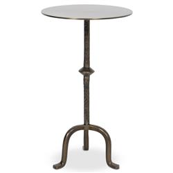 Leyla French Country Dark Brass Cast Iron Drink Side Table|