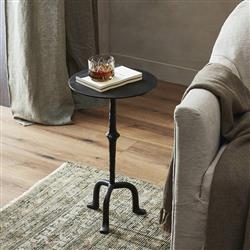 Leyla French Country Black Cast Iron Drink Side Table|