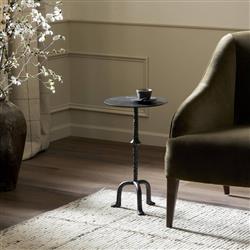 Leyla French Country Black Cast Iron Drink Side Table|