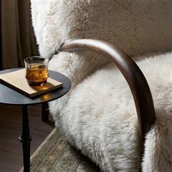 Adriel Rustic Lodge Cream Wool Fur Arm Chair|
