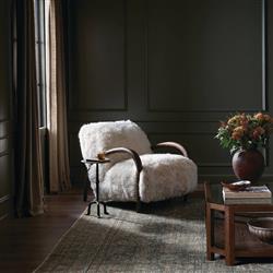 Adriel Rustic Lodge Cream Wool Fur Arm Chair|