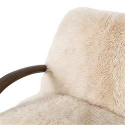 Adriel Rustic Lodge Cream Wool Fur Arm Chair|