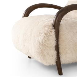 Adriel Rustic Lodge Cream Wool Fur Arm Chair|