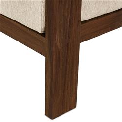 Aviel Rustic Lodge Beige Upholstered Teak Outdoor Barrel Arm Chair|