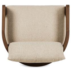 Aviel Rustic Lodge Beige Upholstered Teak Outdoor Barrel Arm Chair|