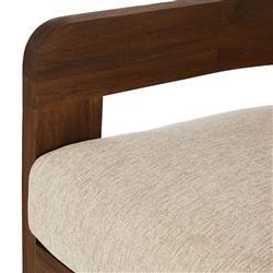 Aviel Rustic Lodge Beige Upholstered Teak Outdoor Barrel Arm Chair|