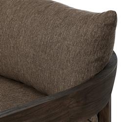 Aviel Rustic Lodge Brown Upholstered Teak Outdoor Barrel Arm Chair|