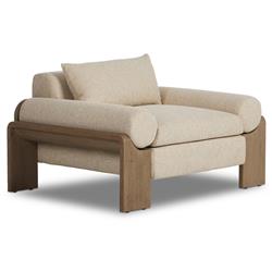 Sandari Modern Classic Beige Upholstered Teak Outdoor Chair|