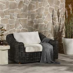 Celina Coastal Cream Upholstered Charcoal Teak Outdoor Arm Chair|