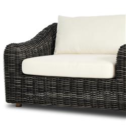 Celina Coastal Cream Upholstered Charcoal Teak Outdoor Arm Chair|